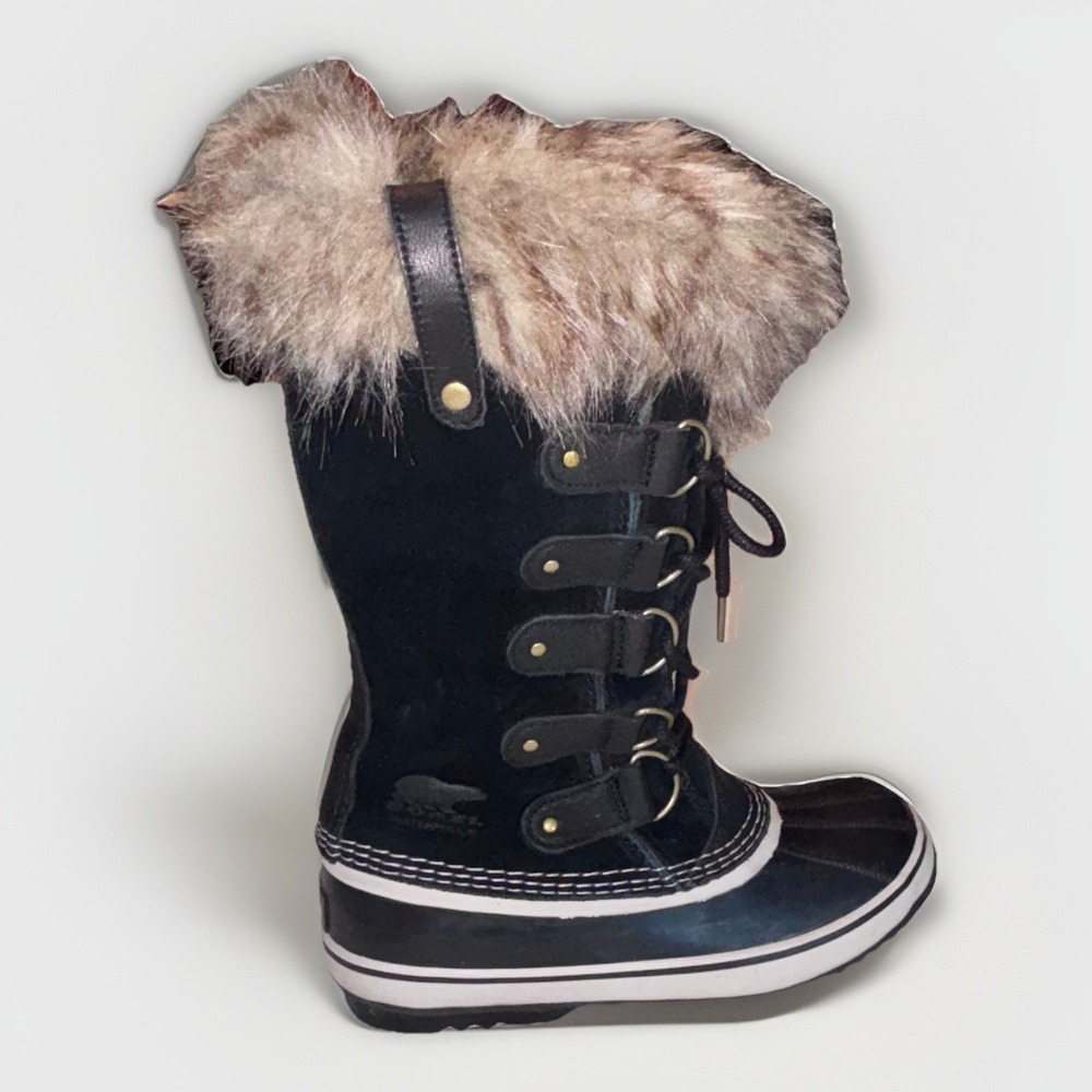 Sorel Black Winter Boots with Faux Fur Trim